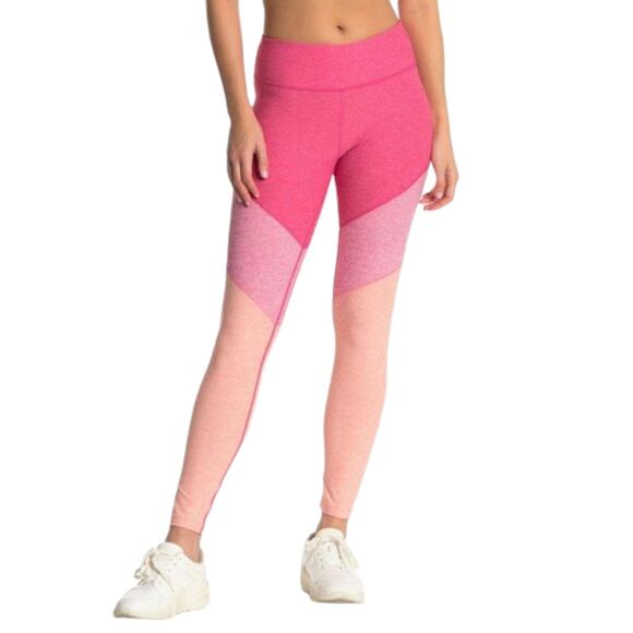 Outdoor Voices Paneled Pink Flamingo Rose Colorblock Leggings - Picture 1 of 11